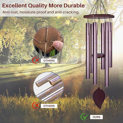 Sympathy Wind Chimes for Outside Deep Tone, Memorial Loss of a Loved, Large Wind Chimes with 6 Thicken Tubes & Hook, Outdoor Gifts Mother, Garden Decor