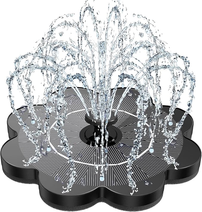 Yzert Solar Fountain Flower Shape-No Battery, Glass 3.5W Solar Water Fountain with 7 Nozzles & 4 Fixer Rods,Solar Fountain Pump for Bird Bath, Outdoor, Pool, Garden, Pond & Flower Pot