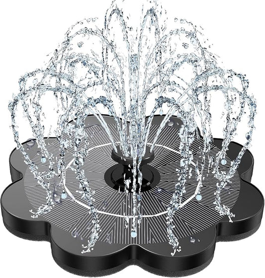 Yzert Solar Fountain Flower Shape-No Battery, Glass 3.5W Solar Water Fountain with 7 Nozzles & 4 Fixer Rods,Solar Fountain Pump for Bird Bath, Outdoor, Pool, Garden, Pond & Flower Pot