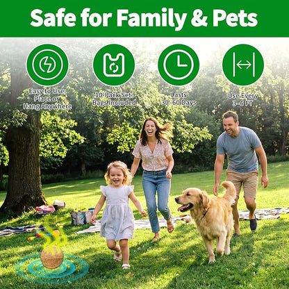 Deer & Rabbit Repellent Balls, 10 Packs, Natural Plant-Based Formula with Peppermint & Garlic Oils, Long-Lasting Outdoor Animal Deterrent for Yard