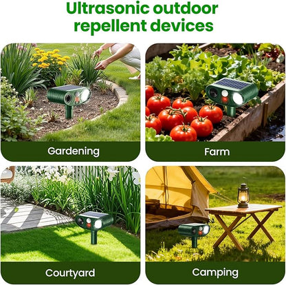 2026 Upgraded Solar Ultrasonic Animal Repellent Outdoor, Waterproof Deer Repellent Devices, Motion-Activated Pest Deterrent, Repels Deer, Cat, Squirrel, Raccoon for Yard Garden Farm