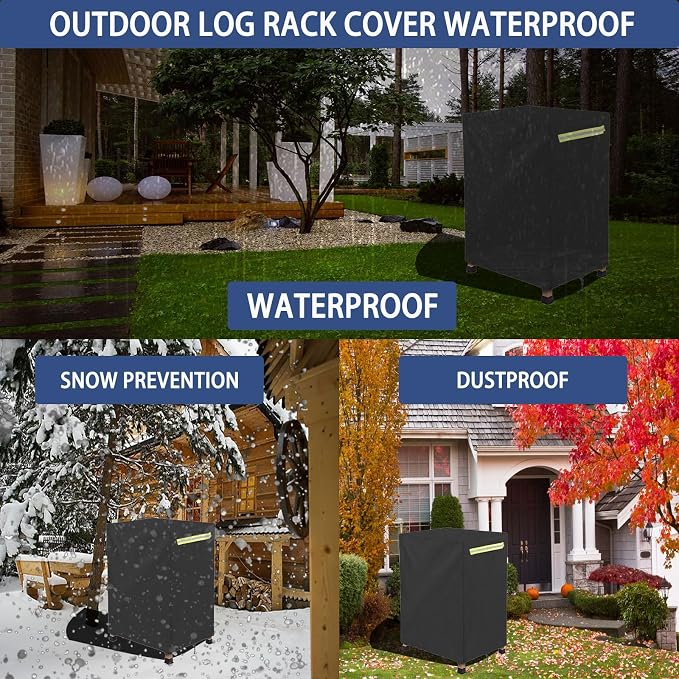 Firewood Log Rack Cover, Outdoor Wood Cover with Openable Front Flap,2ft Firewood Racks Cover（Cover Only）