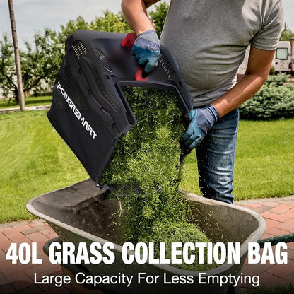 PowerSmart Corded Electric Lawn Mower, 14 Inch, 12.5 Amp, Ergonomic Handle | Large Capacity Grass Catcher, Reliable Motor, 6-Position Height Adjustment, 2-in-1 Mulch & Bag