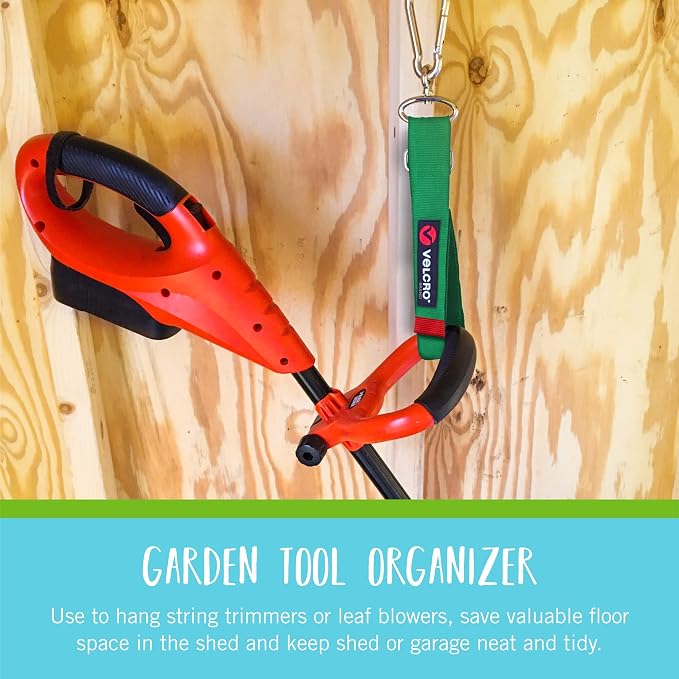 VELCRO Brand Easy Hang Garden Shed Straps | Holds 250 Pounds | Organize Outdoor Power Tools, Leaf Blowers | Perfect for Hanging Hedge Trimmers or Weed Eaters