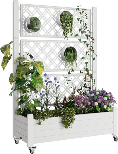 Fancyango Raised Garden Bed with Wheels 61.2" H -Medium Ashen