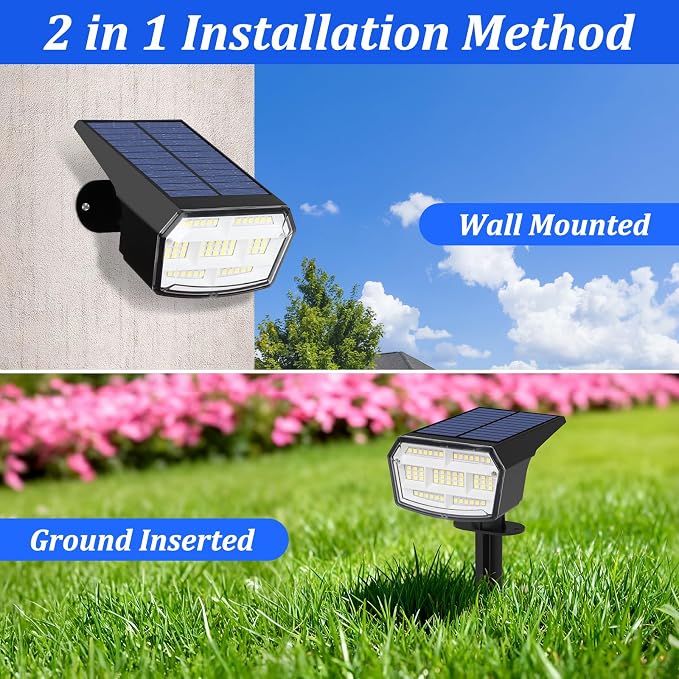 Sucolite 8-Pack Solar Spot Lights Outdoor Waterproof IP65, 3 Lighting Modes 2-in-1 Solar Landscape Spotlights for Yard, 59 LED Solar Powered Wall Lights for Garden Pathway Driveway Walkway, Cool White