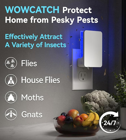 Advanced Double-Sided Indoor Fly Trap for Home, Plug-in 5-Way UV Light | Bug Catcher, Fly & Gnat Killer for House Flies, Gnats, Mosquitoes, Moths, Fruit Fly Traps for Indoors, 1 Trap 4 Refills