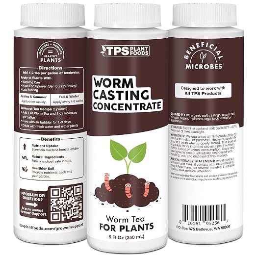 Worm Casting Tea Concentrate – Liquid Microbial Supplement for Living Soil, Stronger Roots & Healthier Plants, 1 Gallon