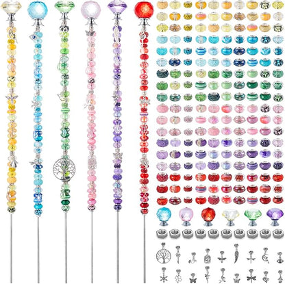 306Pcs Beaded Garden Stakes kit, 16in Extra Long Fairy Wand Garden with Crystal Diamond Tops for Plants Garden Outdoor&Indoor Decorative