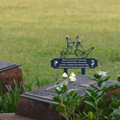 SWEEARTH Grave Decorations for Cemetery – Express your Eternal Love – Fine Craftsmanship Cemetery Decorations for grave – Elegant Butterfly Garden Marker with Stakes – Easy Installation Grave Markers