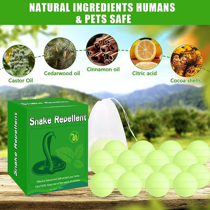 24 Pack Snake Repellent for Yard, Natural Rodent Repellent Balls for Outdoors and Indoor, Keep Snakes Lizard and Rodent Away from Lawn Yard Garden Camping Fishing Pet Safe