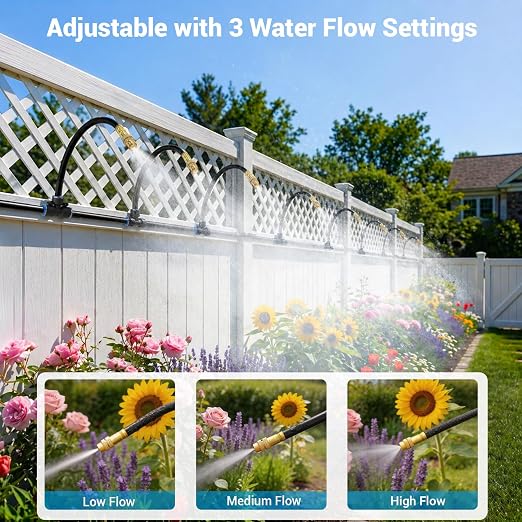 100FT 1/4" Drip Irrigation System with Timer | 360° Adjustable 18 Misting Nozzles, Garden Watering Kit for Raised Beds Lawn Yard