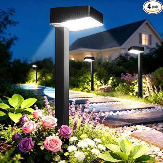 ELECLINK Solar Pathway Lights Outdoor, 4 Pack Garden Lights Solar Powered Path Lights with Larger LED Lens, 2 Light Modes Waterproof Outdoor Solar Light for Yard Driveway Walkway Landscape Patio Lawn