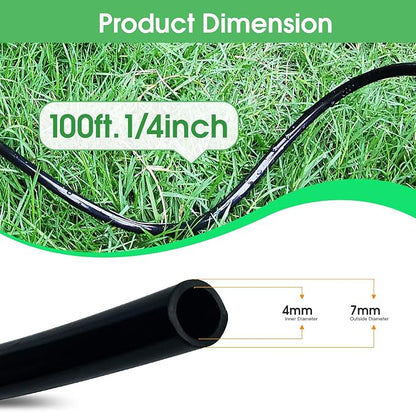 Maotong 100FT 1/4 inch Drip Irrigation Tubing Distribution Hose Tube for Garden Irrigation System