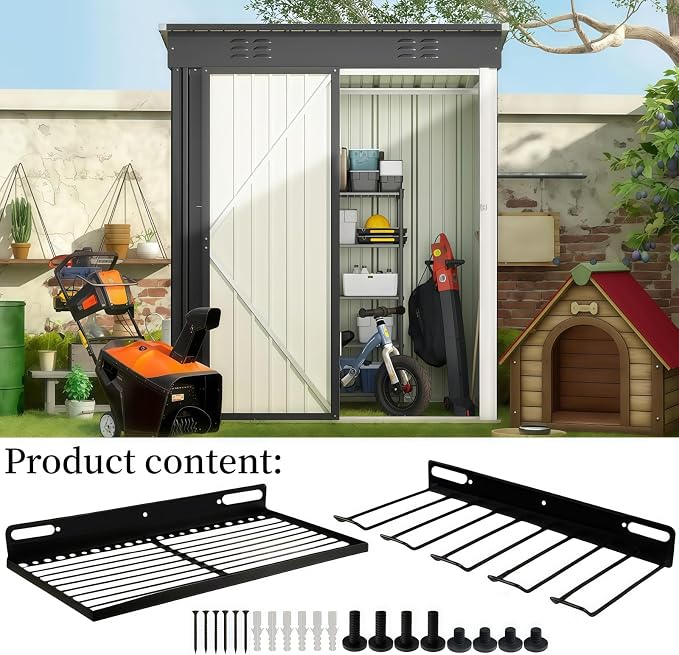 Resin Shelf Accessory Outdoor Sheds Storage,Compatible with Suncast shed Accessories,with EZ Bolt Assembly (1)