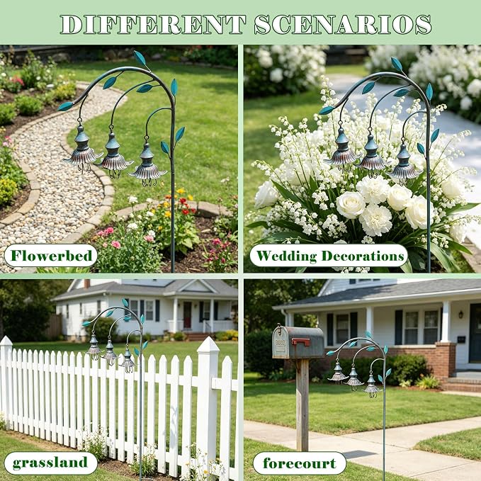 45"H Decorative Garden Stakes,Blue metal flower,Metal Yard Art(blue) | garden decor for outside;Jellyfish Floral Design,Suitable for Outdoor Garden Decor,Gift for Her