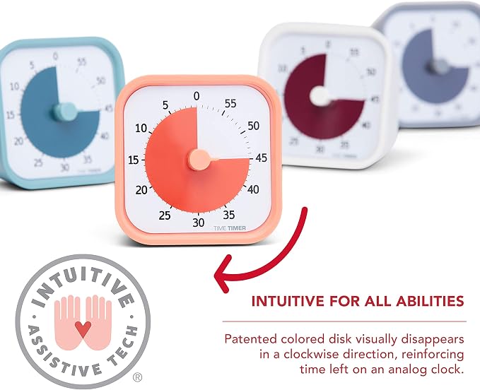 TIME TIMER Home MOD – 60-Minute Visual Timer, Homeschool Supplies Study Tool, Timer for Desk, Office, and Meetings with Silent Operation (Dreamsicle Orange)