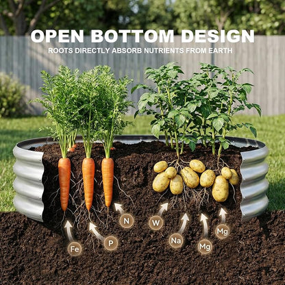 Land Guard 2 Pack 4×2×1ft Galvanized Raised Garden Bed Outdoor, Heavy Duty Bottomless Metal Raised Planter Box for Vegetables, Flowers, Herbs, Backyard Patio Gardening, Silver