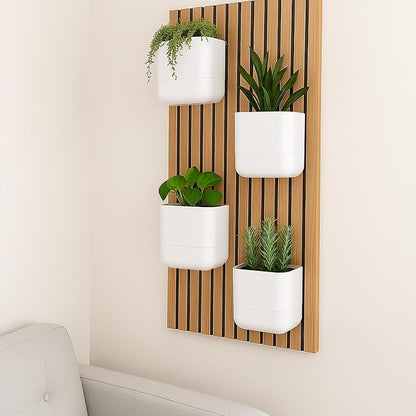 Phoenix Vine 6.5 Inch Wall Mounted Self-Watering Planter Pot for Indoor Houseplants and Herbs | Hanging Planter for Window Sills, Bathroom Walls, Home & Office Décor, White, Set of 3, 01-C-D-3