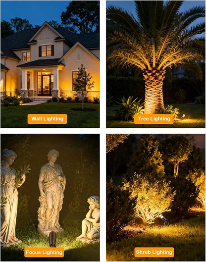 PARTPHONER Solid Brass Low Voltage Landscape Lighting, Wired 12V LED Landscape Spotlights with Aluminum Housing MR16 Bulb, Heavy Duty Outdoor Waterproof Up Lights for Garden, Yard, Trees, 1Pack