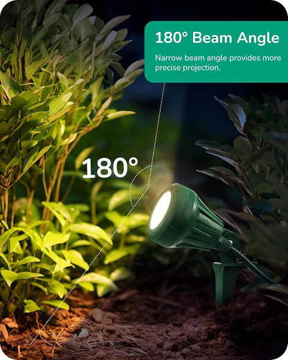 EDISHINE 120V Outdoor LED Spotlights, 5.5W Plug in Spotlight with 3 Lenses (Red Green Yellow) & 180° Rotatable Lamphead, 5000K Waterproof Landscape Lights for Flag Garden, 4 Pack