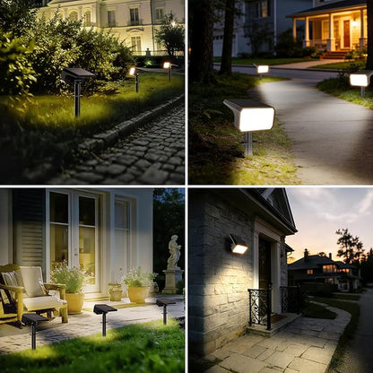 Fabrito Upgraded Solar Spot Lights Outdoor IP67 Waterproof 8 Pack, [108 LEDs, 4 Modes, 800LM] Dusk to Dawn Spotlights for All Night, 2-in-1 Solar Landscape Lights for Garden, Yard, Tree, Warm White