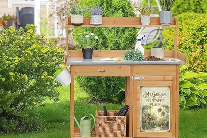 Gardening Gifts MY GARDEN MY HAPPY PLACE Vintage Garden Signs for Home Garden Greenhouse Living Room Bedroom Yard Backyard Outdoor Decor 8X12 Inch