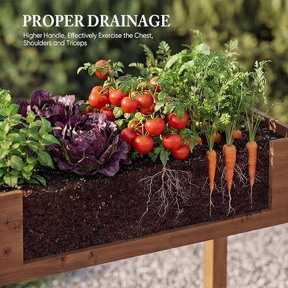 DUMOS Raised Garden Bed 48x24x30 Inch, Outdoor Planter Box with Legs, Elevated Wood Garden Bed with Liner for Herbs Flowers Vegetables, Wooden Planter Box for Patio, Balcony and Backyard, Brown