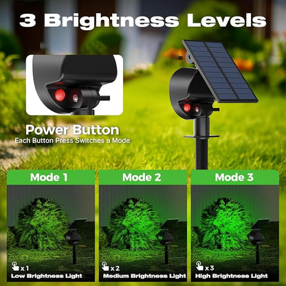 nipify 2 Pack Solar Spot Lights Outdoor Waterproof, Solar Spotlight Light for Outside Yard Landscape Lighting Pathway Lights Wall Auto On/Off, Green