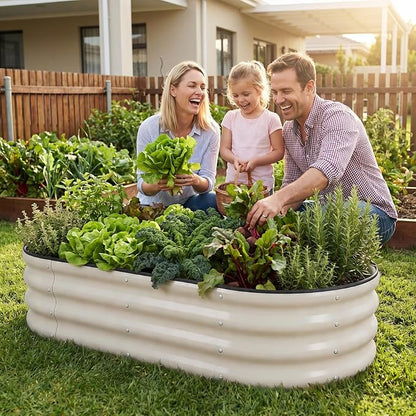 1MORE Galvanized Raised Garden Bed- Planter Garden Boxes Outdoor, Raised Beds for Gardening, 4x2x1ft Metal Garden Bed Kit for Vegetables Flower, Planter Raised Beds with Tools.White-2pack