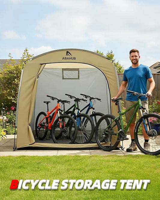 Abahub Portable Bike Storage Shed Tent, 86.7" × 59" × 67", Outdoor Silver-Coated Bicycle Shelter, PU4000 Waterproof 210D Oxford Fabric