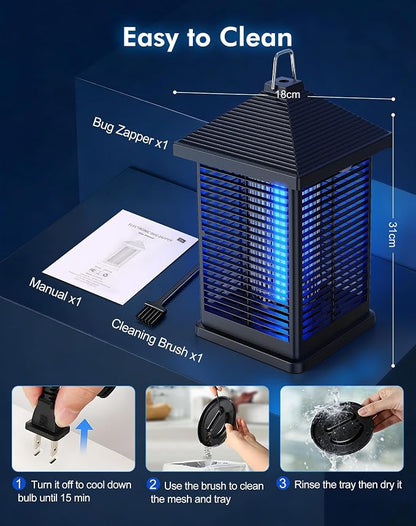 Bug Zapper Indoor & Outdoor with Auto Smart Light Sensor, 4000V Electric Mosquito Zapper, Insect Fly Trapper, Covers 2100 sq ft, IPX4 Waterproof Mosquito Lamp for Patio, Garage, Backyard, Porch
