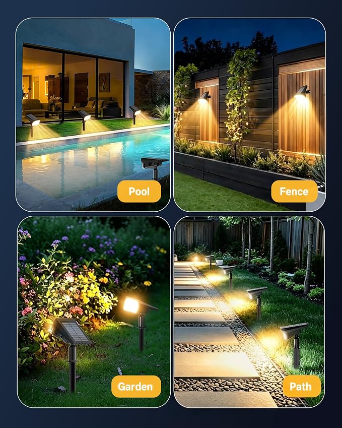 Solar Lights Outdoor Waterproof IP65, 56 LED 3 Lighting Modes Solar Spot Lights Outdoor, Solar Powered Landscape Lighting for Yard Pathway Garden, 6 Pack (Warm White)