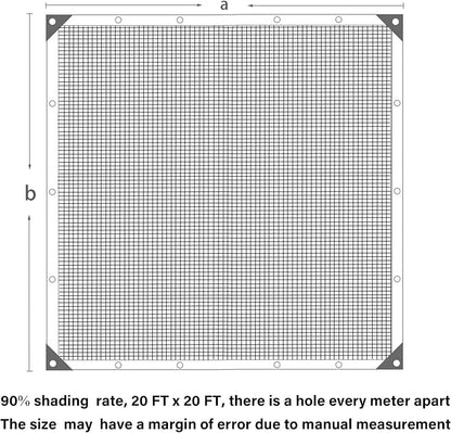 winemana 90% Shade Cloth, Dog Kennel Shade Cover, 20 x 20 FT Sturdy Durable Sunblock Shade Mesh Tarp with Grommets for Patio Plants Greenhouse Chicken Coop Porch