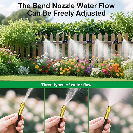 MIXC 20pcs 360° Adjustable Drip Irrigation Nozzles for 1/4" Drip Irrigation Tubing, Only 20pcs Flexible Misting Copper Nozzles and Quick-Connect Three-Way Tubing Fittings
