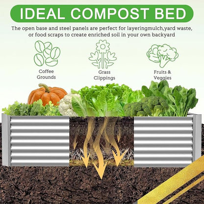 3 Pack Corrugated Galvanized Steel Raised Garden Bed Outdoor, Metal Above Ground Garden Bed for Vegetables and Flowers, Rectangle Raised Beds for Gardening-36x18 inch