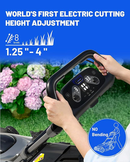 Litheli 21" Electric Lawn Mower Cordless, Self-Propelled Electric Mower with 40V Brushless Motor, Battery Powered Lawn Mower 4×8.0Ah Batteries and Rapid Charger Included