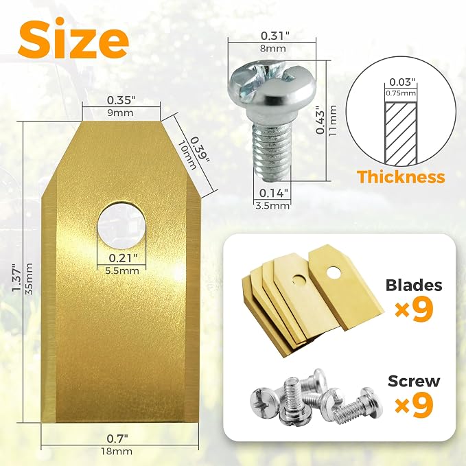 Replacement Robot Mower Blades, Compatible with Hu-sqvarna Auto-Mower, Gardena, Segway Navimow Robotic Mower (9PCS)