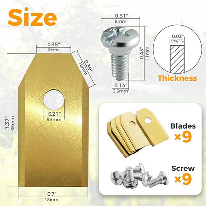 Replacement Robot Mower Blades, Compatible with Hu-sqvarna Auto-Mower, Gardena, Segway Navimow Robotic Mower (9PCS)