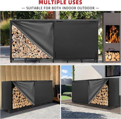 Kendane 8FT Firewood Rack Outdoor with Cover, Heavy Duty Adjustable Firewood log Storage & Holder, Wood Pile Lumber Storage Rack Stacking Outside for Courtyard Patio.