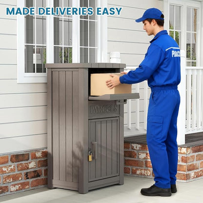 Package Delivery Box for Outside, Large Lockable & Weatherproof Anti-Theft Parcel Drop Box for Porch, Curbside, House Storage, Gray(60 Gallon)