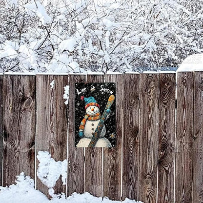 Tin Signs Snowman Let It Snow Metal Signs Winter Aluminum Sign for Home Cafe Bar Yard Office Farmhouse Kitchen Wall Decor 12×8 Inch