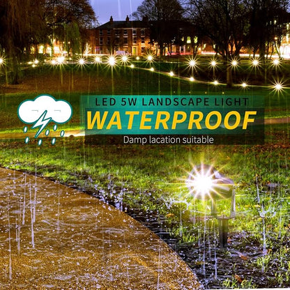 5W 120V Plug in Outdoor Landscape Spotlights, IP65 Waterproof LED Garden Lights with Stake & 5ft UL Cord, Daylight White