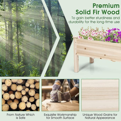 COSTWAY Raised Garden Bed, Elevated Wooden Planter Box Stand for Vegetables, Fruit, Herbs, Flower, Standing Gardening Box for Backyard, Patio, Balcony, Greenhouse