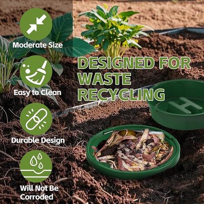 Warm Composter, 6-Pack 8L (2.11Gal) Inground Worm Compost Bin, Outdoor Worm Farm for Garden Beds & Home Use, Vermicomposting Bin for Beginners (9.5x9.5x10.8Inch), Green