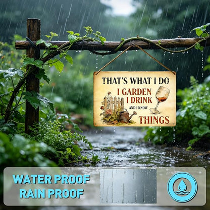 Funny Garden Metal Signs, Vintage Outdoor Wall Decor 12x8 Inch | I Garden I Drink, Weatherproof Aluminum Sign for Patio Yard Greenhouse, Gift For Gardeners