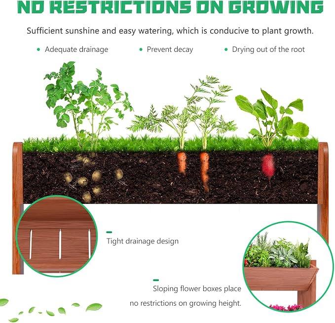 DoCred Vertical Wooden Raised Garden Bed, 4 Tier Garden Planters Freestanding Wood Plant Stand Flower Rack Wooden Planter Box for Plants Herbs Flowers Vegetables Outdoor Indoor Gardening