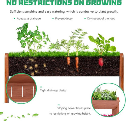 DoCred Vertical Wooden Raised Garden Bed, 4 Tier Garden Planters Freestanding Wood Plant Stand Flower Rack Wooden Planter Box for Plants Herbs Flowers Vegetables Outdoor Indoor Gardening
