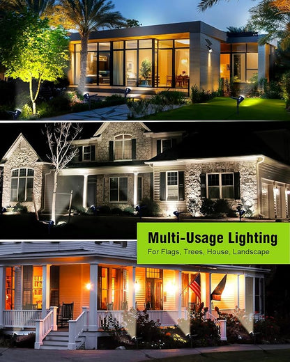 Solar Spot Lights Outdoor, Upgraded 18 LED Flag Pole Lights Solar Powered, Waterproof Landscape Spotlight for Outside Sign, Statue, Palm Tree, Yard, Garden, House Uplighting, Cool White
