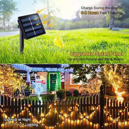 JMEXSUSS 2 Pack Solar String Lights Outdoor, Total 400LED 151FT, Warm White | Christmas Lights Outdoor Waterproof, 8 Modes Solar Powered String Lights for Outside Patio Yard Tree Christmas Decorations